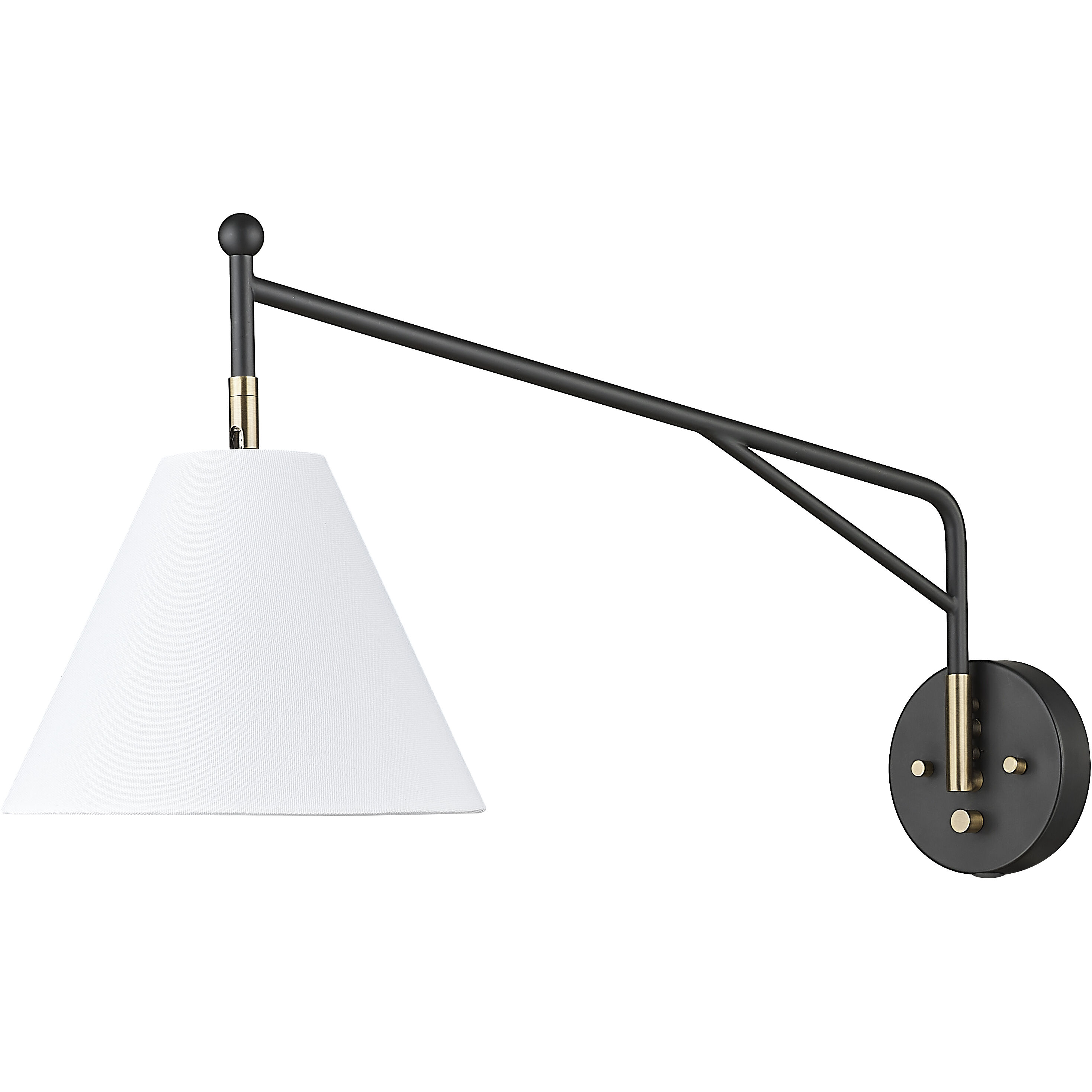 Elane 27.5 inch 60 watt Matte Black/Vintage Brass Swing Arm Sconce Wall Light